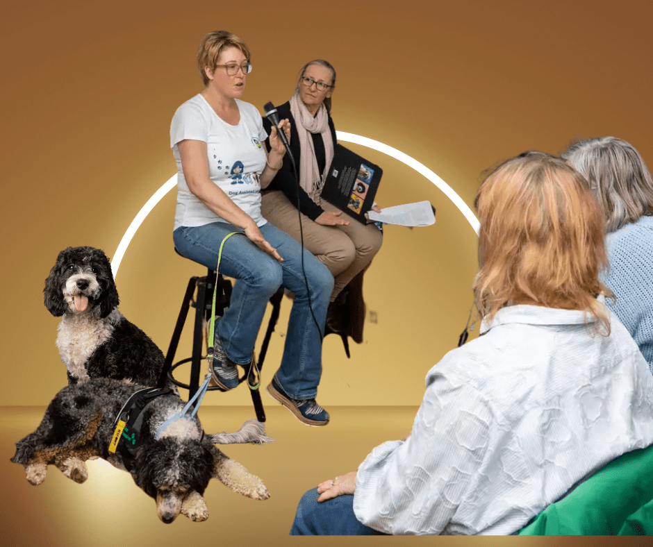 Speaking events with the Canine Comprehension therapy dogs and staff